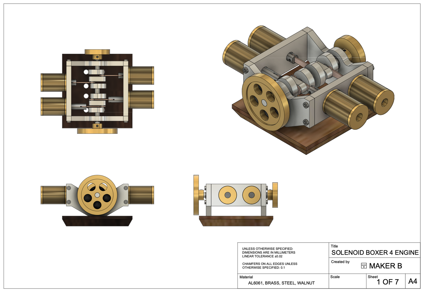 Solenoid Boxer 4 Engine (DRAWINGS)