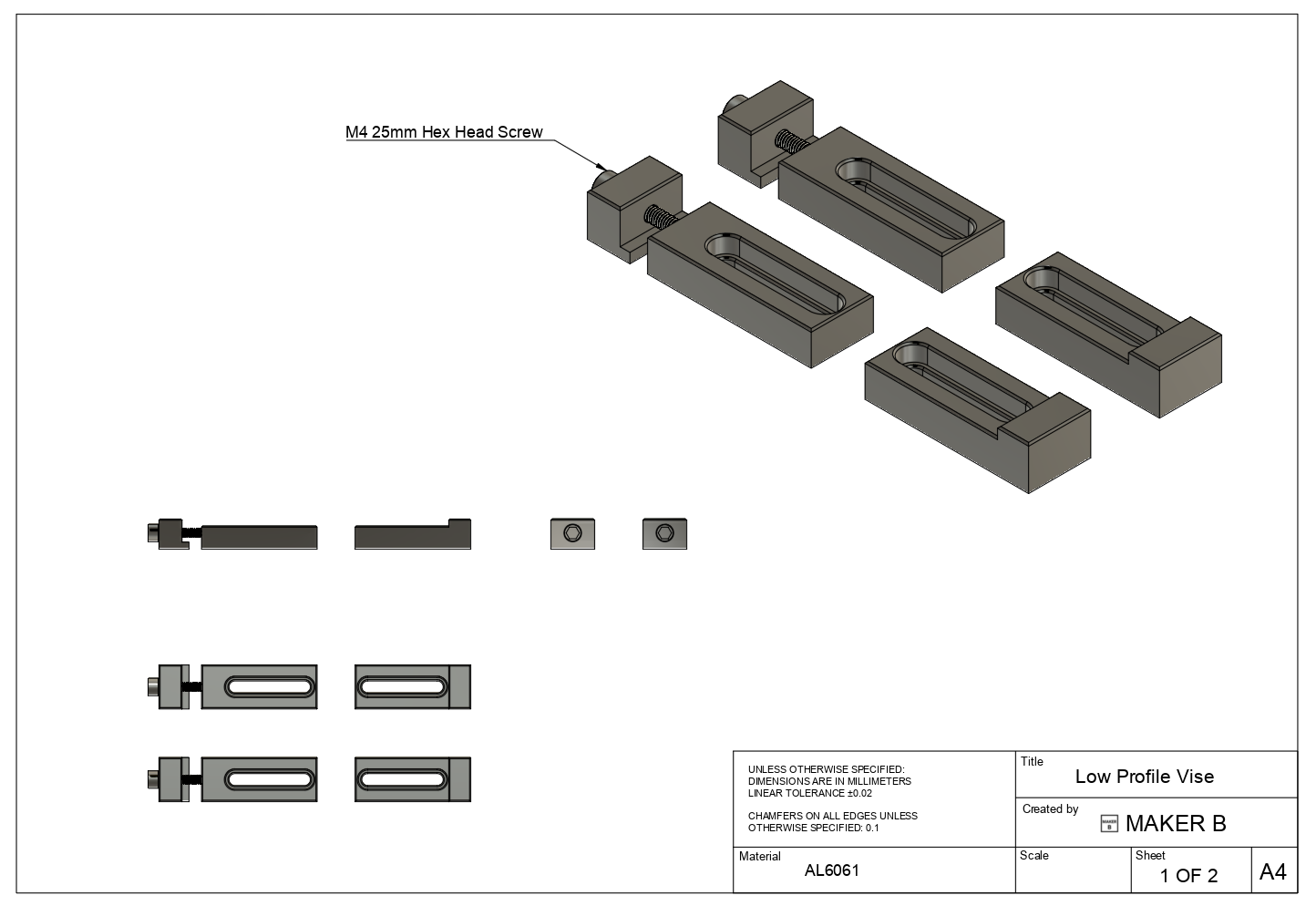 Sherline Low Profile Vise (DRAWINGS)